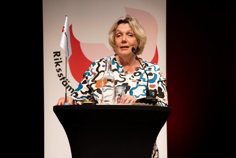 Anna Hägg-Sjöquist, ordförande Röda Korset, på Riksstämman 2023