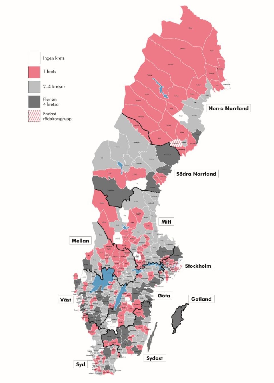 Karta över regioner och kretsar