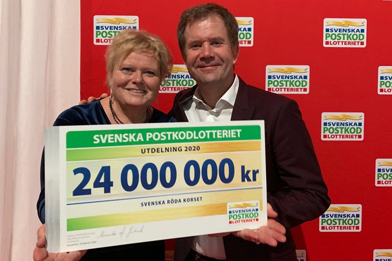 Postkodlotteriets förmånstagarkväll 2020 med generalsekreterare Martin Ärnlöv och styrelseledamot Katarina Struwe Orleifson.
