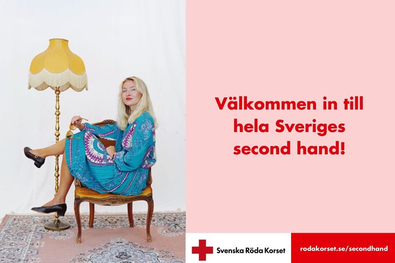 En bild med texten: Välkommen in till hela Sveriges second hand.