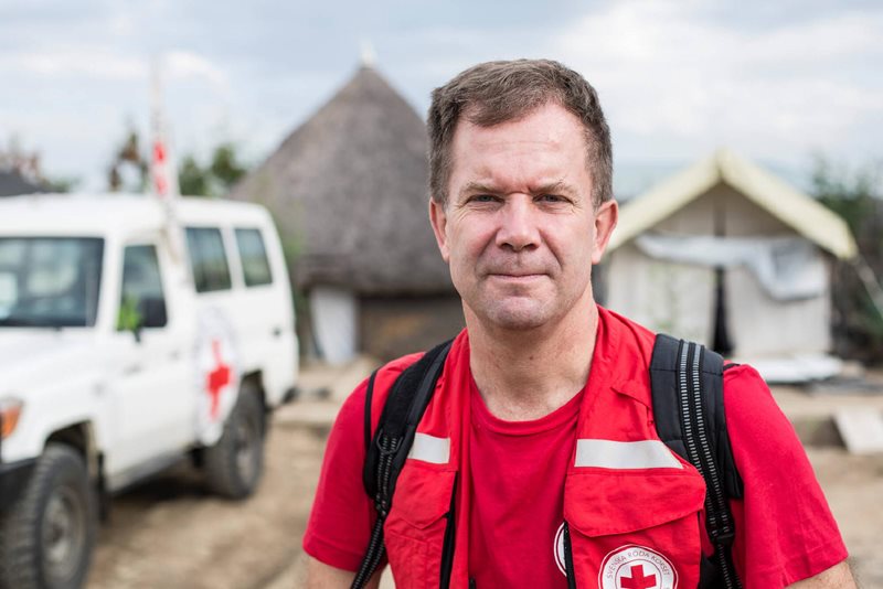 Ganyliel, Sydsydan, 27 november 2018. Generalsekreterare Martin Ärnlöv i Röda Korsets boendedel, precis bredvid fältsjukhuset. Här sover och äter Röda Korsets personal som arbetar på sjukhuset.